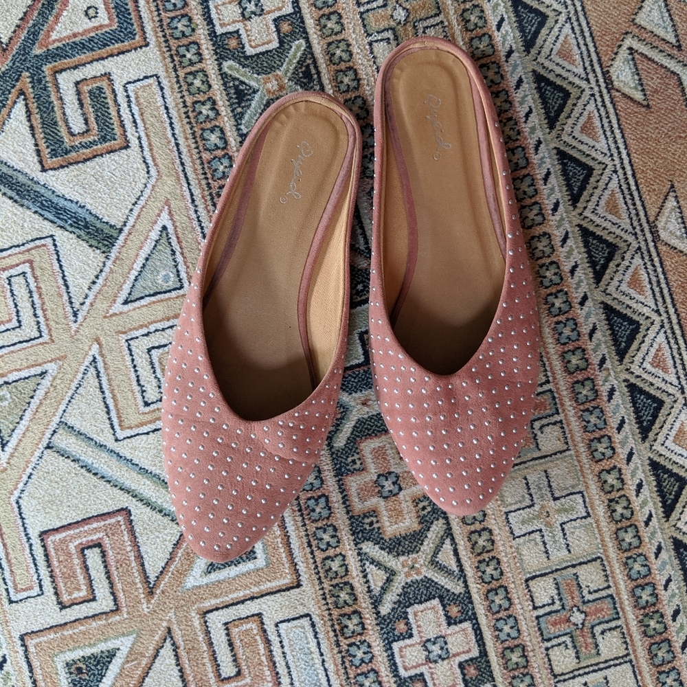 Vinnie Louise Qupid Riley Mules Dusty Pink // 9